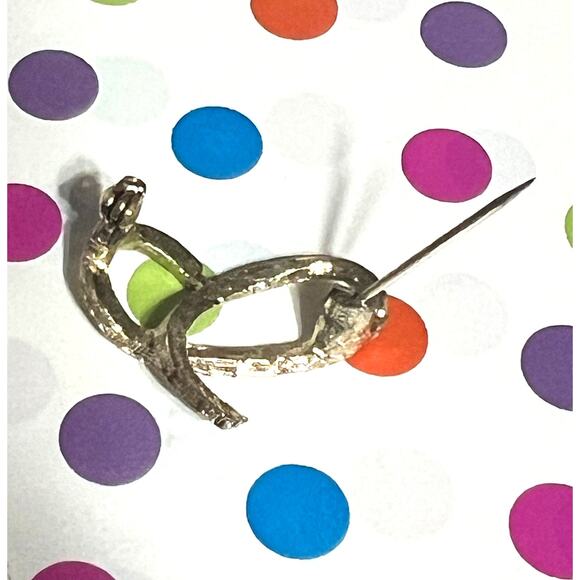 Set of 3 Vintage Gold Silver Initial Letter J Brooch Pin Monogram Cursive Script - Picture 5 of 8